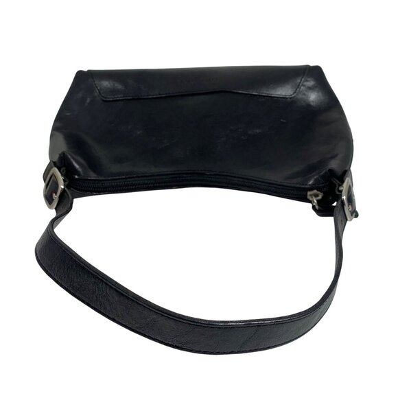 Pelle Studio Black Leather Shoulder Bag w/ Adjustable Strap Zipper Closure EUC - Picture 6 of 14